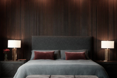 Example of a trendy bedroom design in New York