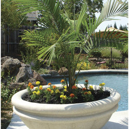KuStone Roman Bowl 24" Crushed Stone Planter - Outdoor Pots And Planters