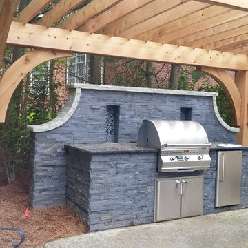 Rear Yard Outdoor Custom Kitchen and Shade Garden