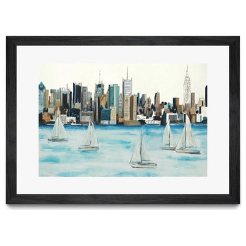 Giant Art 36x24 Boat City Matted and Framed in Pink