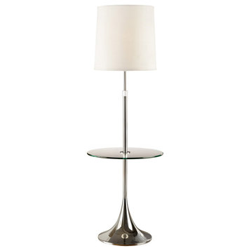 Enzo Modern Adjustable 52" to 65" Chrome Floor Lamp With Tempered Glass Table