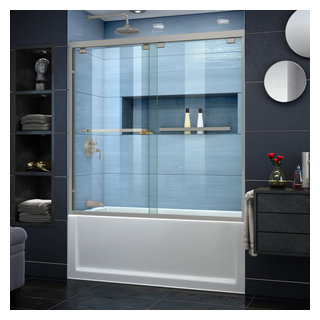 DreamLine SHDR-6360760-04 Essence 56-60 W x 76 H Frameless Bypass Shower Door in Brushed Nickel