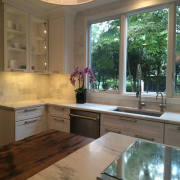 Mountain White Honed Marble Kitchen