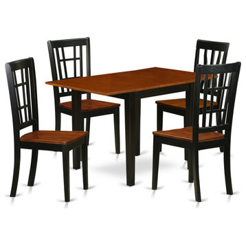 5Pc Dining Set Features A Table, 4 Chairs, Asian Hardwood Seat, Black, Cherry