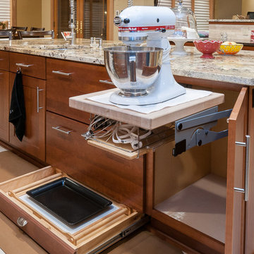 Eden Cherry Fox Kitchen with Two Islands and Granite Tops