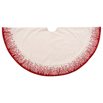 Flora Christmas Tree Skirt in Red