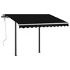 vidaxL Manual Retractable Awning With Posts 118.1"x98.4" Anthracite