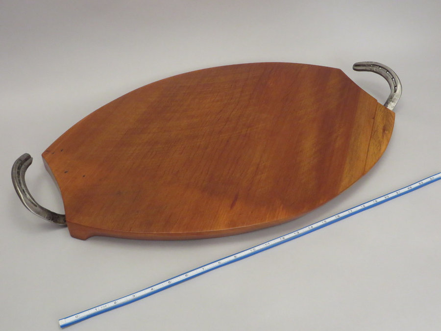 #15043 Hand-Carved Serving Tray. Reclaimed Elm Threshing Floor