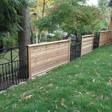 Terraced Backyard - custom iron fence inserts