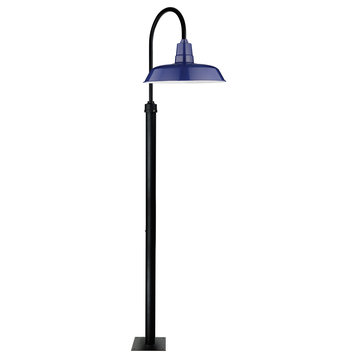 Cocoweb 12" Vintage LED Post Lamp in Cobalt Blue With 8' Post