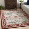 Hauteloom Neola Red Floral Multicolor Damask Area Rug - Red, White - 2'x2'11"
