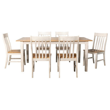 Coaster Kirby 7-piece Wood Dining Set in Natural and Rustic Off White