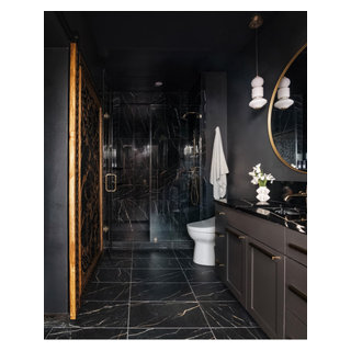 Dramatic All-Black Guest Bathroom - Eclectic - Bathroom - Austin - by ...