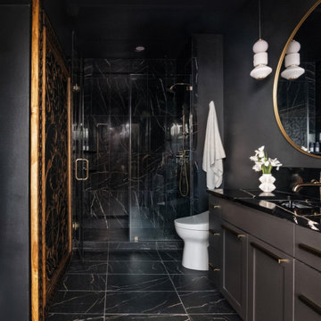 Dramatic All-Black Guest Bathroom