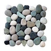 12"x12" Classic Pebble Tile, Black, White, Tan & Green