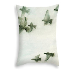 Grey Blue Flying Birds Decorative Pillows - Decorative Pillows