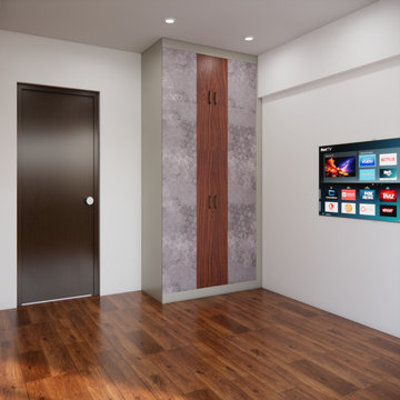 Built-in Bedroom Wardrobe with Wood Detail