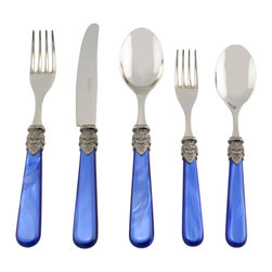 Arvind Group - Napoleon 5-Piece Place Setting, Blue - Flatware And Silverware Sets