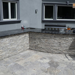 Silver Travertine & Rain Cloud Marble Poroject in Oster Bay - Outdoor Kitchen Appliances