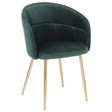 Lindsey Contemporary Chair by LumiSource, Gold Metal, Green Velvet