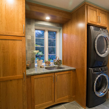 Warm Wood Kitchen Remodel | Natural Cherry Cabinetry, Granite Surfaces