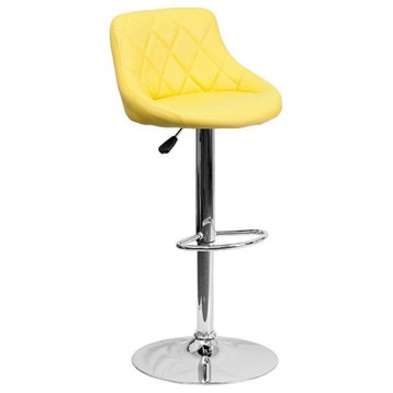Flash Furniture Adjustable Quilted Bucket Seat Bar Stool in Yellow