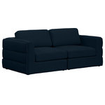 Meridian Furniture - Beckham Linen Textured Fabric Upholstered 2-Piece Modular Sofa, Navy - Liven up your living space with this Beckham navy durable linen polyester fabric sofa. Its navy color complements any contemporary home decor, while its durable linen and polyester fabric upholstery provides you with a soft and comfortable place to sit. This sofa is modular, so you can create infinite configurations, which are easily attached using the attachment latch underneath. Its linen, wood, and foam construction guarantees stability for years to come.