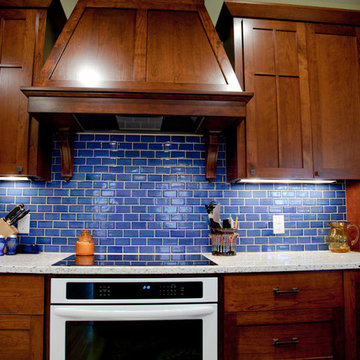 Bold Blue Subway Tile Kitchen