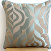 Blue Jacquard Weave 24"x24" Vintage Damask Pillow Shams, Teal Luxury