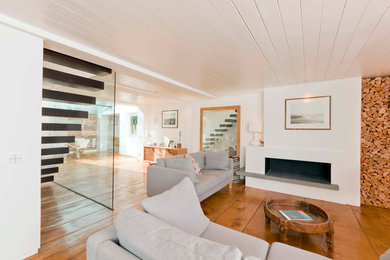 This is an example of a beach style living room in Sussex.