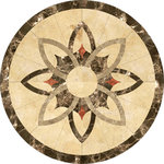 Oshkosh Designs - Celina Stone Medallion, 21.5" Mounted, 3/4" Thick - The limestone and marble chosen by our expert artisans for this stone medallion set the Celina design apart. The all natural beauty of these stones complement the handcrafted design and lines. Add this rich and elegant piece to your home or business for an impression that is sure to last.