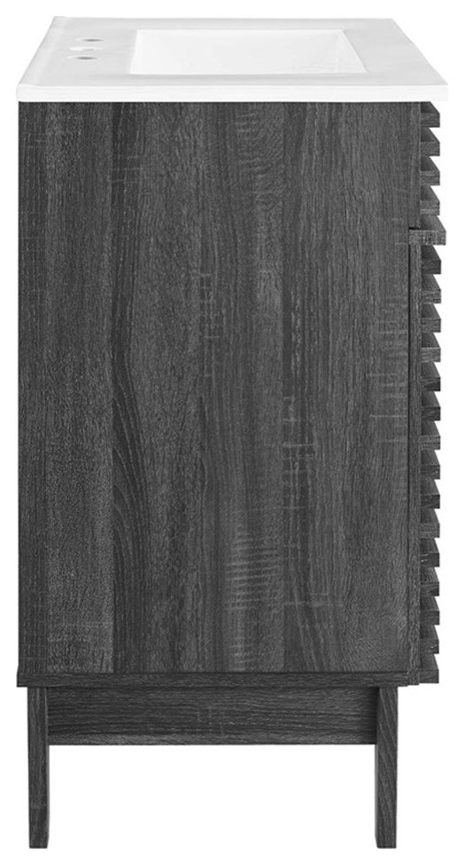 Modway Render 30" Particleboard Bathroom Vanity Cabinet in Charcoal ...