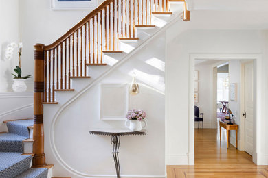 Staircase - traditional wooden wood railing staircase idea in Minneapolis