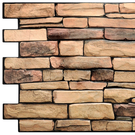 Yellow Brown Slate 3D Wall Panels, Set of 10, Covers 56.1 Sq Ft