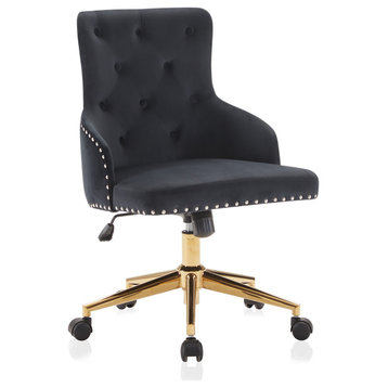 Belden Modern Elegant Swivel Desk Chair, Black/Gold