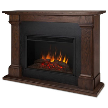 Bowery Hill Traditional Wood Electric Fireplace in Chestnut Oak/Black