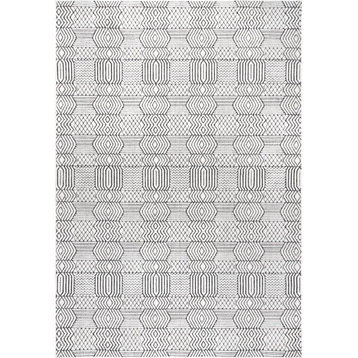 nuLOOM Stacey Textured Modern Geometric Contemporary Area Rug, Gray 6' 7"x9'