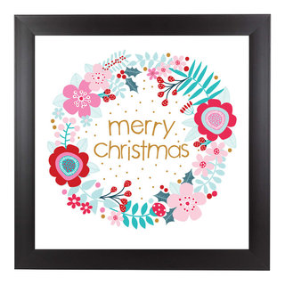 Christmas Wreath Pink - Contemporary - Prints And Posters - by Americanflat