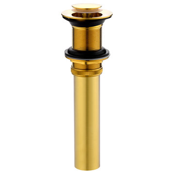 1-1/2" Push Pop-Up Drain Stopper for Sink, Brushed Gold, Without Overflow
