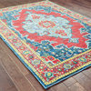Jillian Old World Inspired Blue and Red Area Rug, 7'10"x10'10"