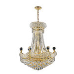 Crystal Lighting Palace - French Empire 12-Light Crystal Regal Chandelier, Gold Finish - This stunning 12-light Crystal Chandelier only uses the best quality material and workmanship ensuring a beautiful heirloom quality piece. Featuring a radiant Gold finish and finely cut premium grade crystals with a lead content of 30%, this elegant chandelier will give any room sparkle and glamour.
