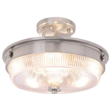 63502-1 3-Light Semi Flush Mount Ceiling Light Fixture, Brushed Nickel