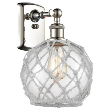 Ballston Farmhouse Rope 1 Light Wall Sconce in Polished Nickel