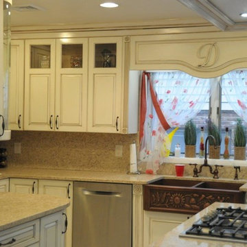 Traditional Antique Ivory/Walnut Two Tone Solid-wood kitchen.
