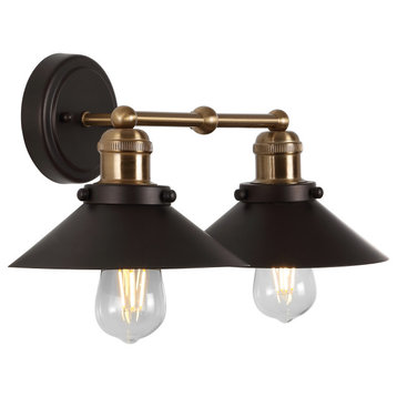 June Metal Shade Sconce, Oil Rubbed Bronze/Brass Gold, 2-Light
