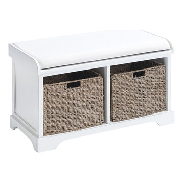 White Traditional Wood Storage Bench 96192