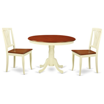 3-Piece Set, A Round Small Table, 2 Wood Chairs, Buttermilk/Cherry .