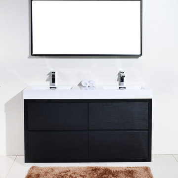 Lavanity Bliss 60" Black Double Sink Floor Mount Modern Bathroom Vanity-FMB60DBK