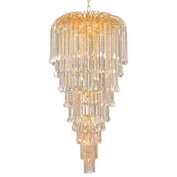 Artistry Lighting Falls Collection Hanging Crystal Chandelier 36x70, Gold