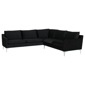 Anders Black Fabric Sectional Sofa, HGSC680